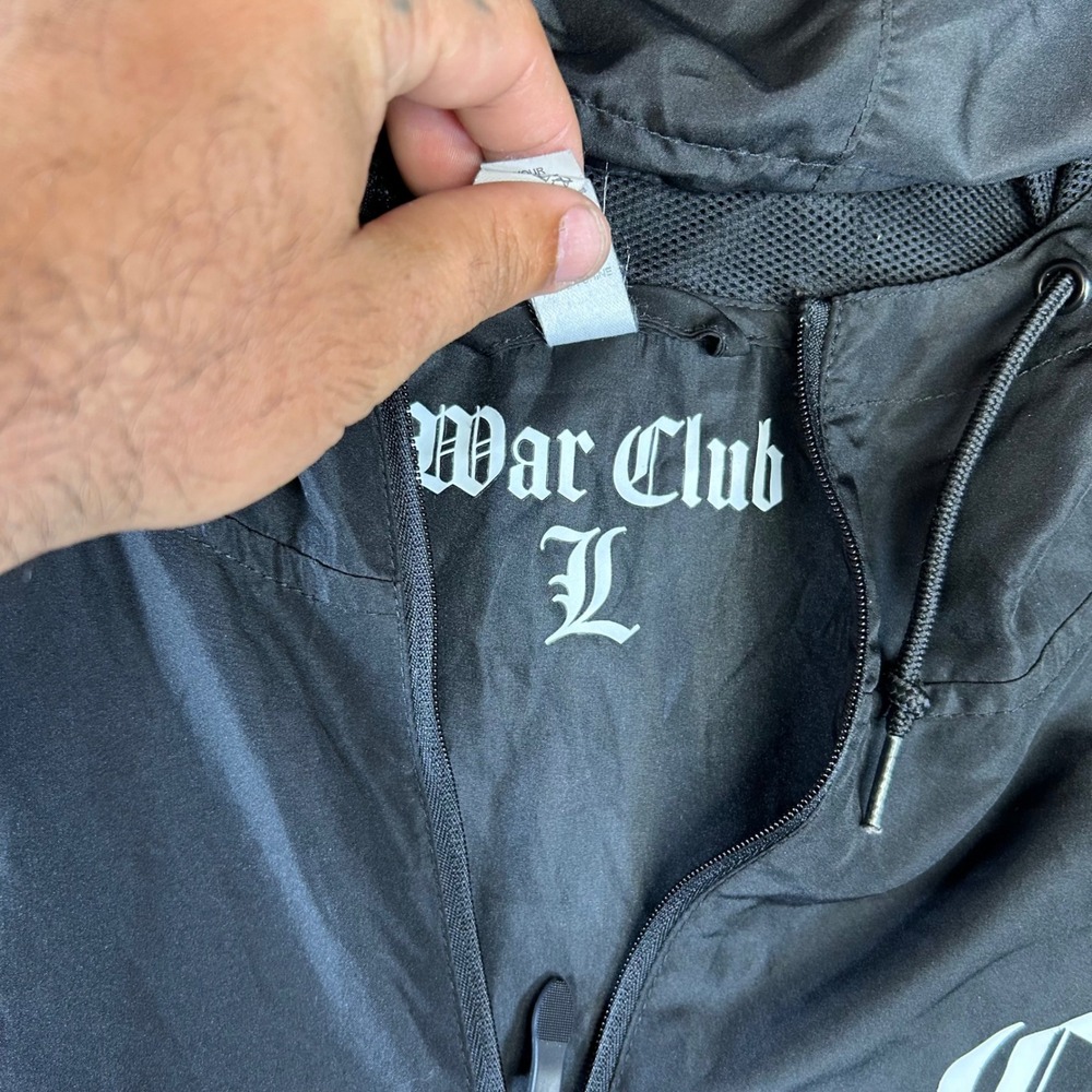 War Club Quarter Zip Windbreaker Jacket Black Mens Large Gothic Graphic Pullover - Picture 4 of 9